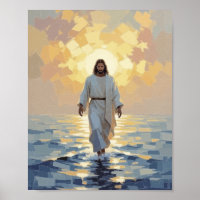 Jesus Walking on Water Oil Painting – Storm Sea