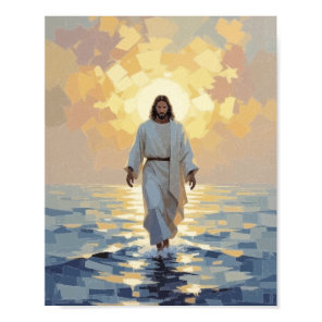 Jesus Walking on Water Oil Painting – Storm Sea Poster
