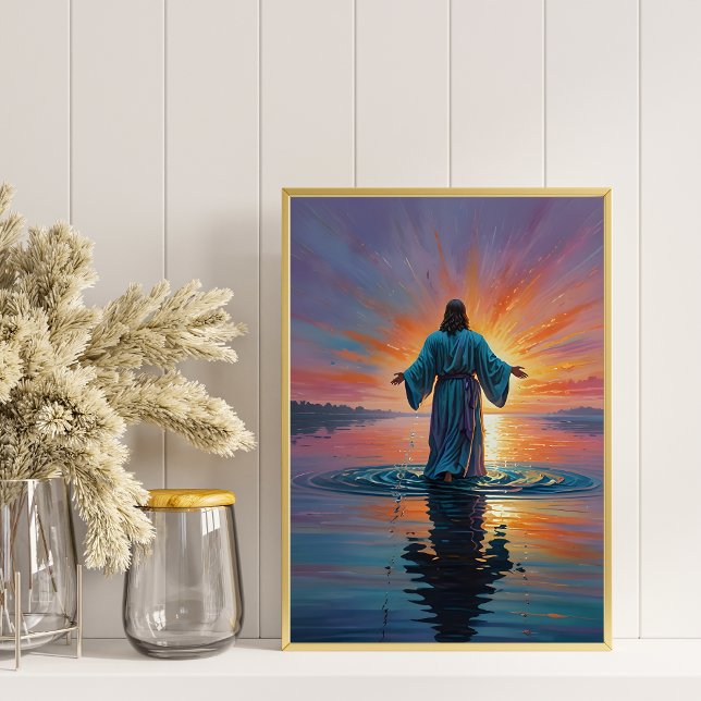 Jesus Walking On Water Religious Art Poster (Christian Digital Wall Art Jesus Walking On Water Religious Wall Art Printable Poster)
