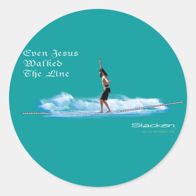 jesus walking the line classic round sticker (Front)