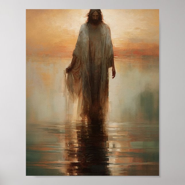 Jesus Walks on Water - Bible Verse Digital Print (Front)