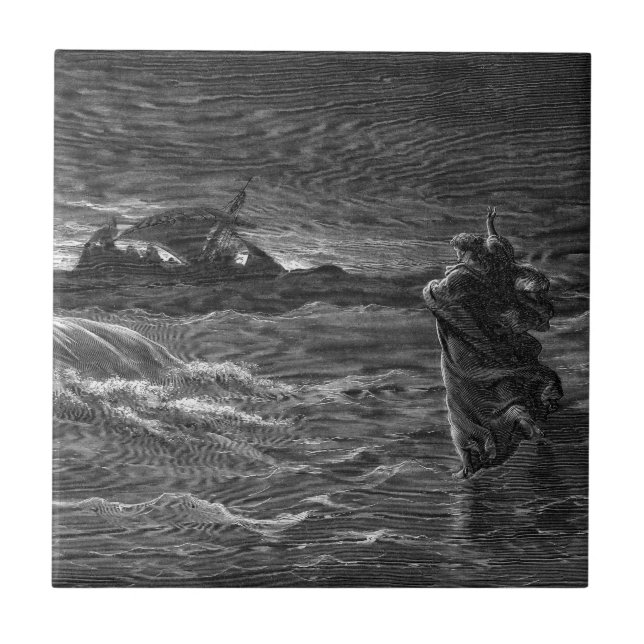 Jesus Walks on Water Ceramic Tile (Front)