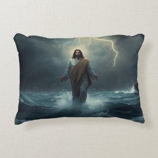 Jesus Walks on Water: Christian Theme Throw Pillow