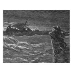 Jesus Walks on Water Faux Canvas Print