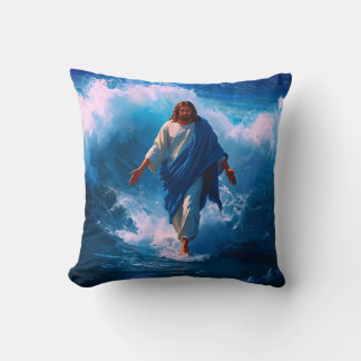 Jesus Walks on Water Throw Cushion