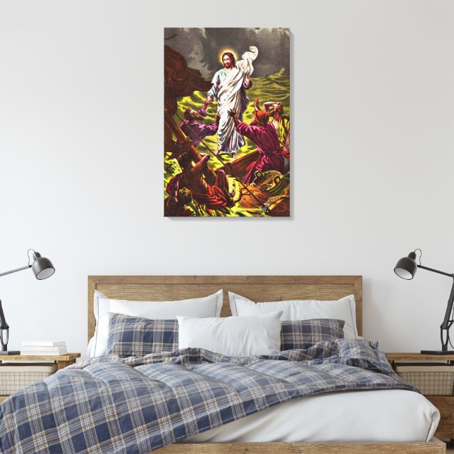 Jesus Walks on Water Wrapped Canvas Print (Insitu(Bedroom))