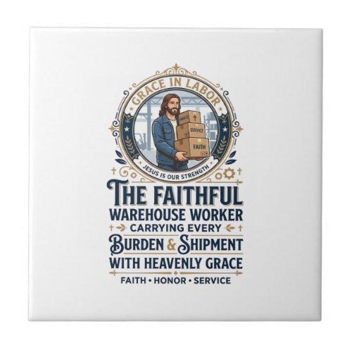 Jesus Warehouse Logistics Graphic Tee Christian Ar Ceramic Tile