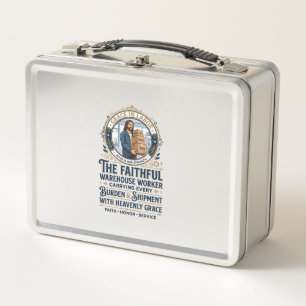 Jesus Warehouse Logistics Graphic Tee Christian Ar Metal Lunch Box