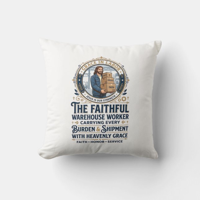 Jesus Warehouse Logistics Graphic Tee Christian Ar Throw Pillow (Front)