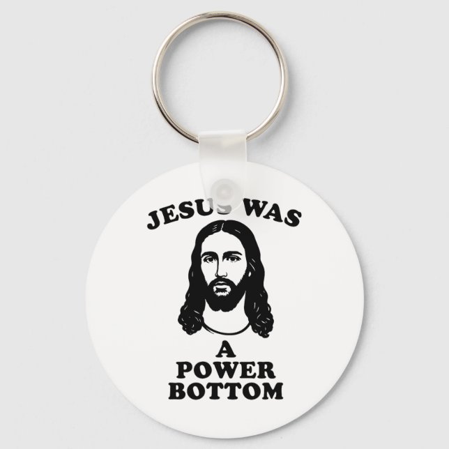 Jesus Was A Power Bottom Funny Pride Christmas Gag Keychain (Front)