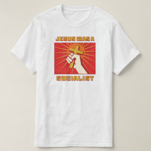 Jesus Was a Socialist Quote Vintage Red and Yellow T-Shirt