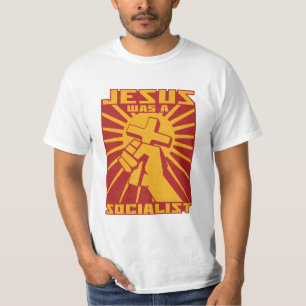 Jesus Was a Socialist Retro Red and Yellow T-Shirt