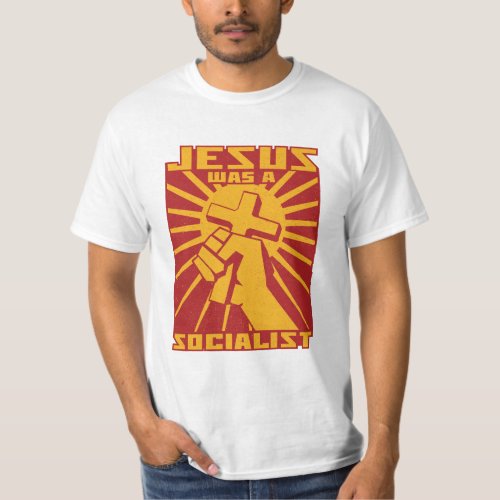 Jesus Was a Socialist Retro Red and Yellow T_Shirt