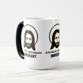 Jesus Was An Undocumented Immigrant Black Trippy Color Morph Mug