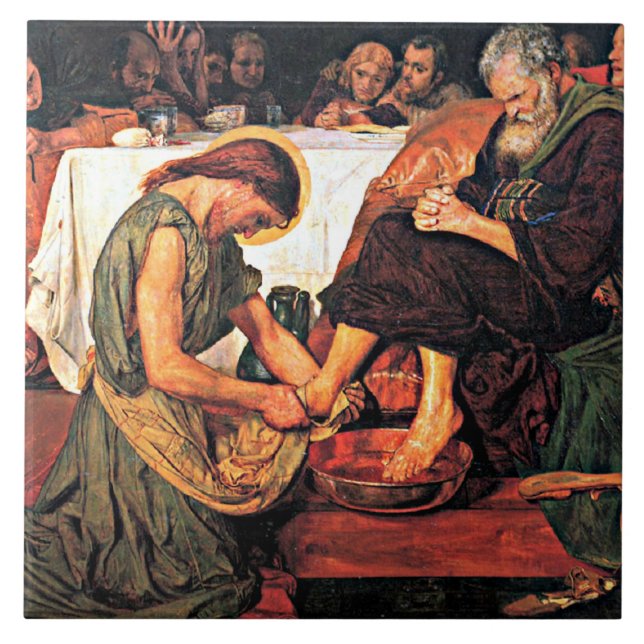 Jesus Washing Peter's Feet (2) Ceramic Tile (Front)