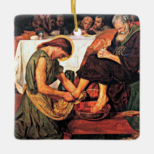 Jesus Washing Peters Feet Ceramic Ornament