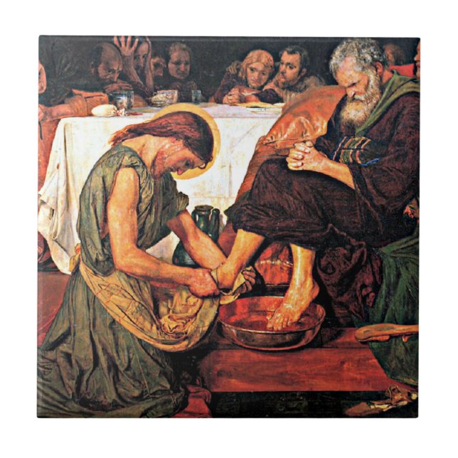 Jesus Washing Peter's Feet Ceramic Tile (Front)