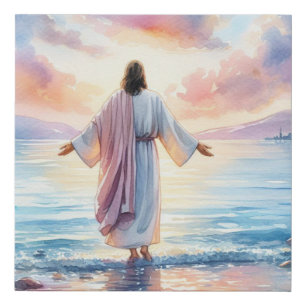 Jesus Watercolor Art Christian Art Faux Canvas Print