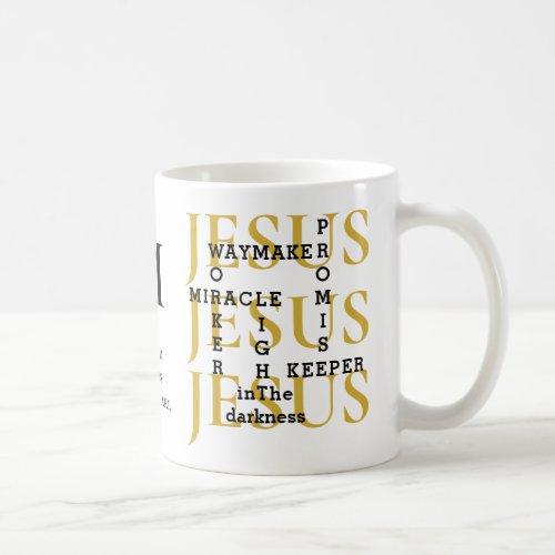 Jesus Waymaker Monogram Christian Coffee Mug