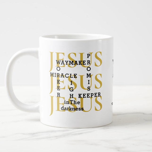 Jesus Waymaker Monogram Christian Coffee Mug (Left)