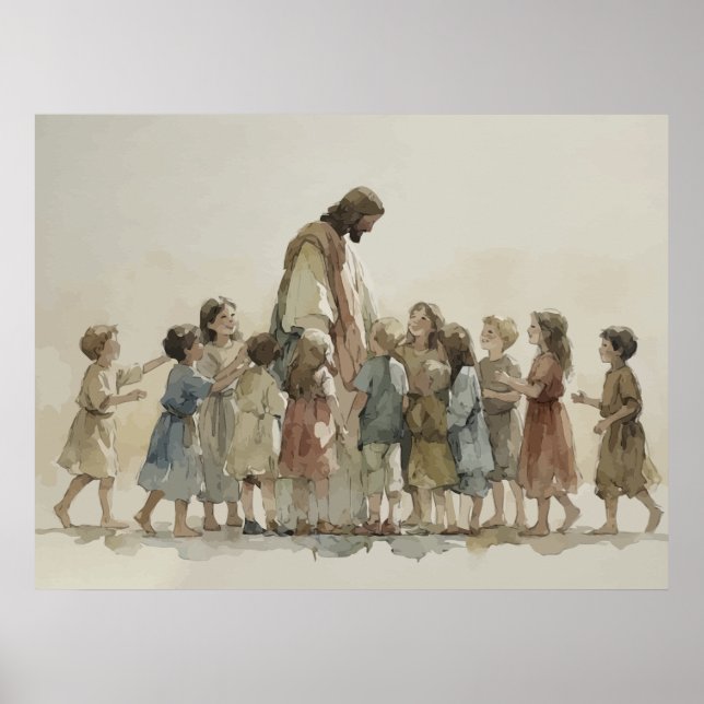 Jesus Welcomes the Children Poster (Front)