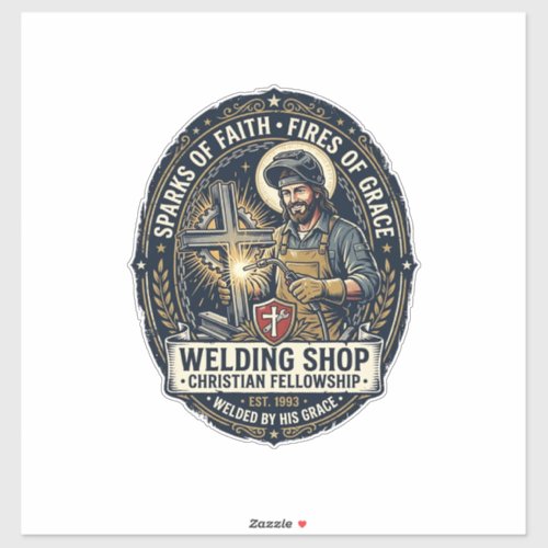 Jesus Welder Metal Shop T-Shirt Inspirational Fait Sticker