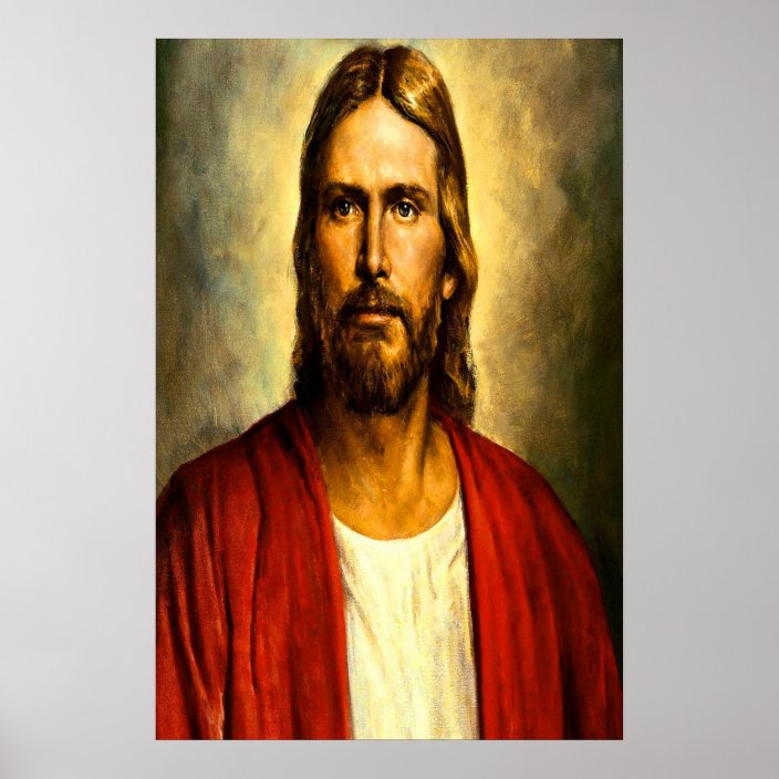 Jesus white and red robe poster | Zazzle.com