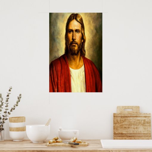 Jesus white and red robe poster | Zazzle