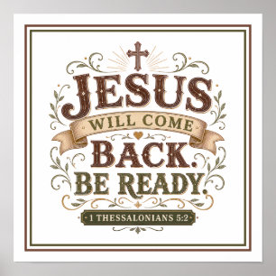 Jesus Will Come Back Be Ready Christian Quote Poster