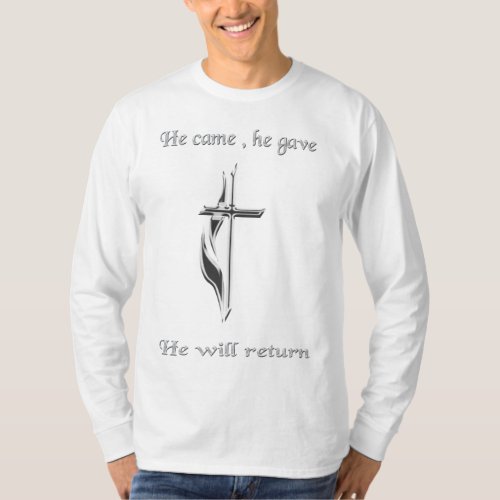 Jesus will return mens Christian t_shirts