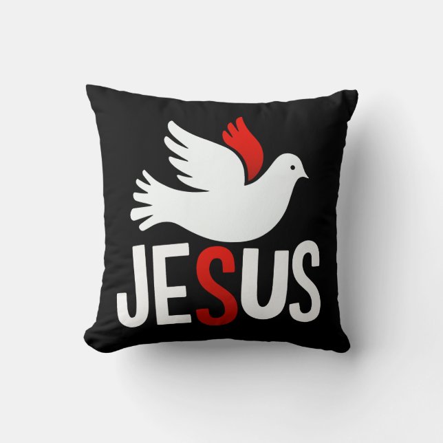 Jesus with a dove throw pillow (Front)