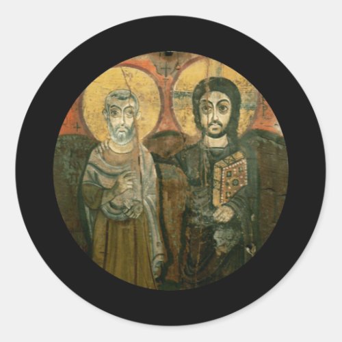 Jesus with Abbot Coptic Icon Classic Round Sticker