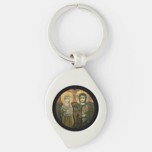 Jesus with Abbot Coptic Icon Keychain