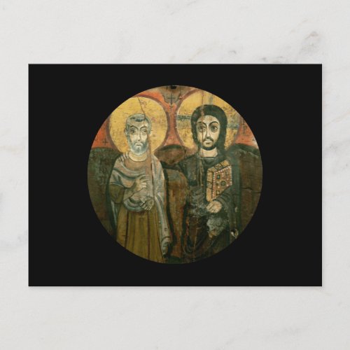 Jesus with Abbot Coptic Icon Postcard