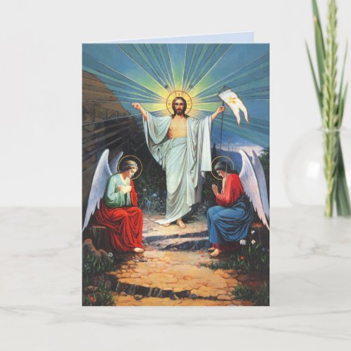 jesus with angels greeting card