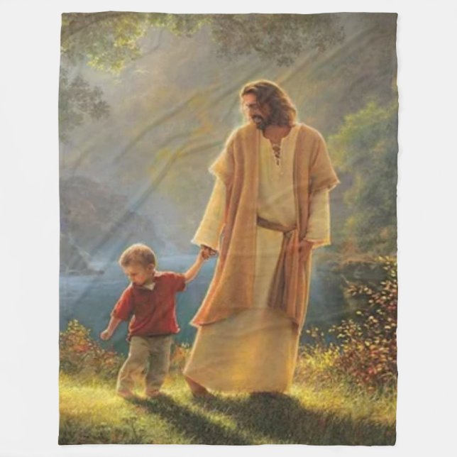 JESUS with CHILD Fleece Blanket (Front)