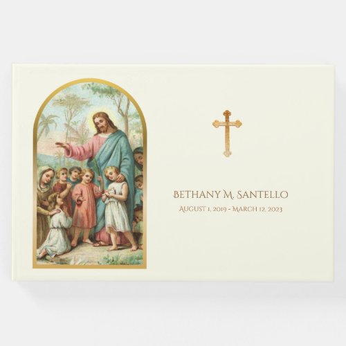 Jesus with Children Funeral Memorial Guest Book
