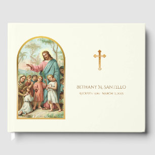 Jesus with Children Funeral Memorial Guest Book