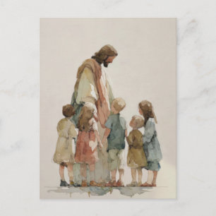 Jesus with children postcard