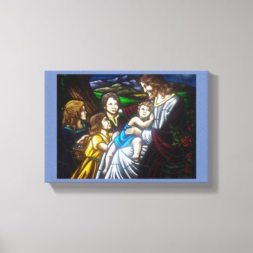 Jesus With Children Stained Glass Art Canvas Print