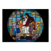 Jesus with children stained glass window (Front Horizontal)