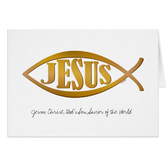 Jesus with Christian Fish Symbol Cards (Front Horizontal)