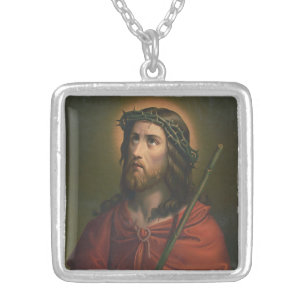 Jesus with Crown of Thorns by Anonymous Silver Plated Necklace