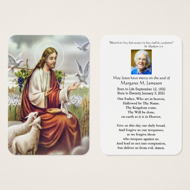 JESUS WITH DOVES HOLY CARD (Front & Back)