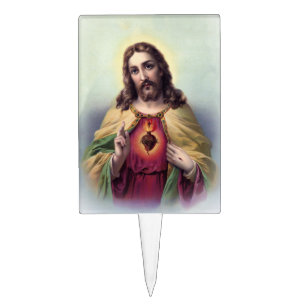 Jesus with Glowing Heart Cake Topper