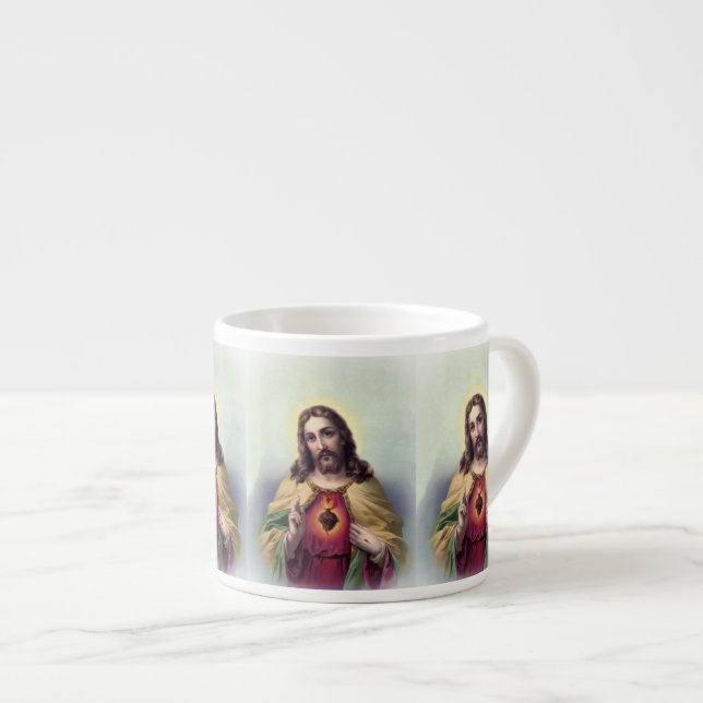 Jesus with Glowing Heart Espresso Cup (Front Right)