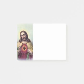 Jesus With Glowing Sacred Heart Post-it Notes by thewrittenword at Zazzle
