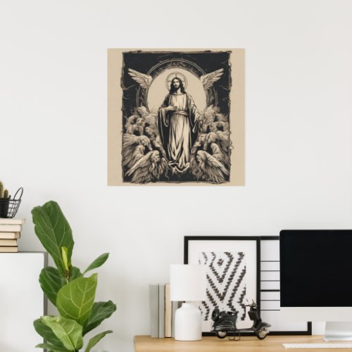 Jesus With His Angels Poster