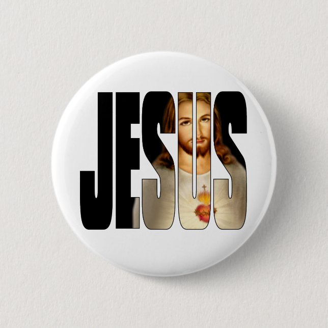 Jesus with His image in His Name Pinback Button (Front)