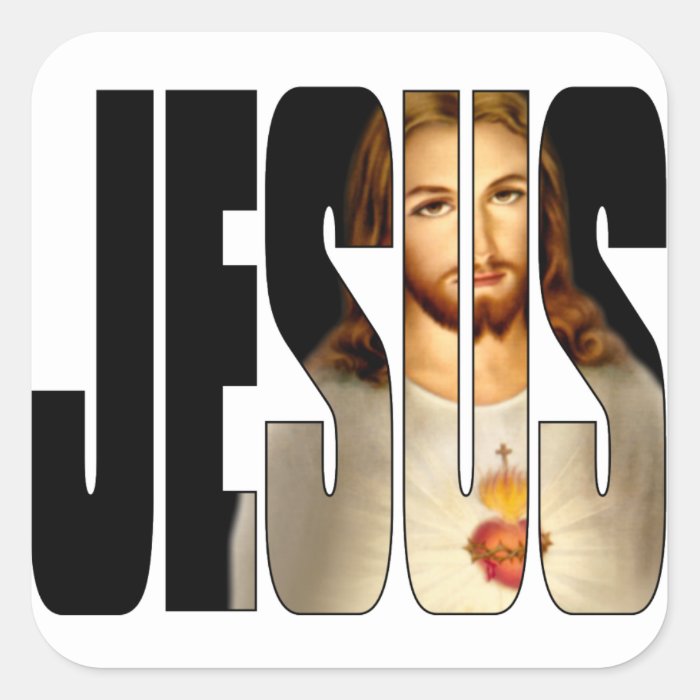 Jesus with His image in His Name Square Sticker